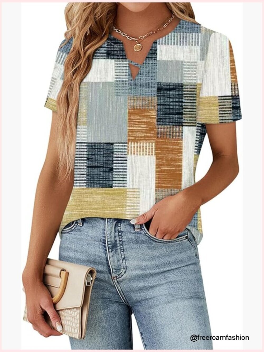 Boho V Neck Short Sleeve Tunic Blouse Dressy Casual Basic Tee